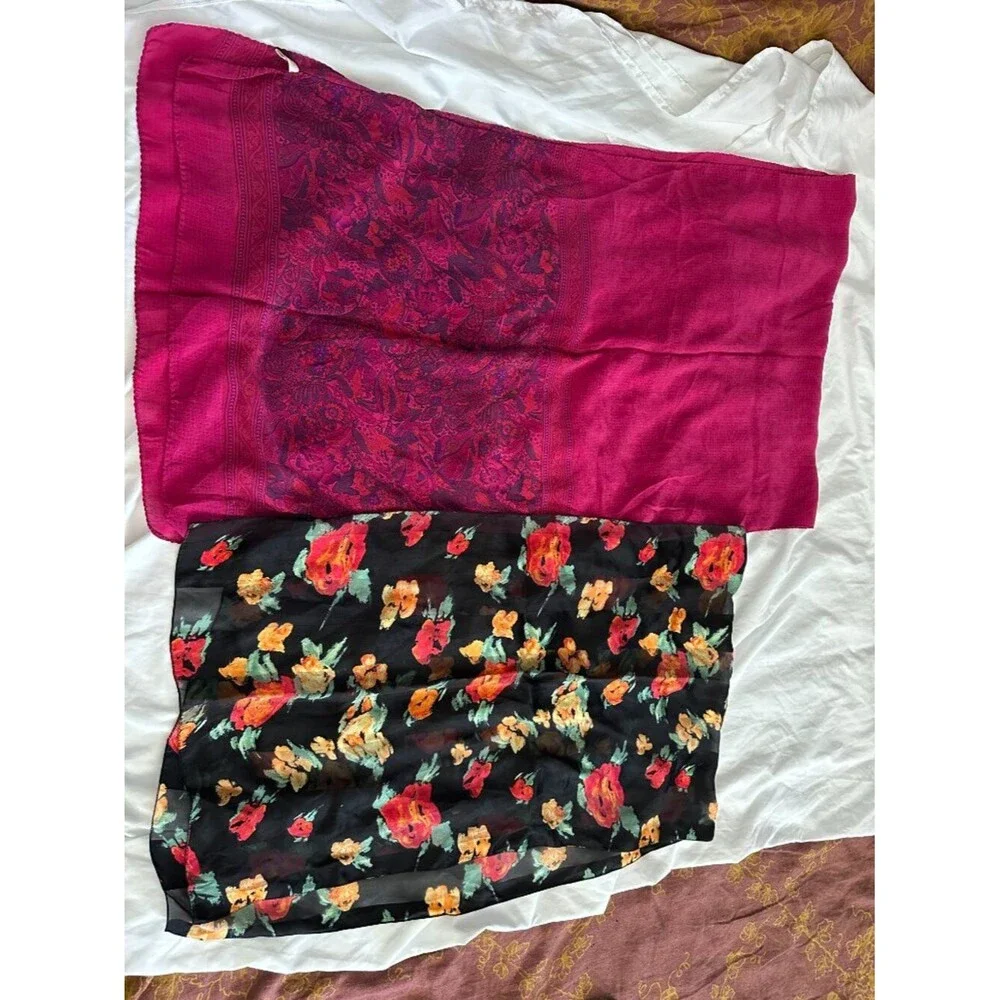 Vintage Christina & Musee d'Orsay Scarf Lot of 2 Floral Silk French Style